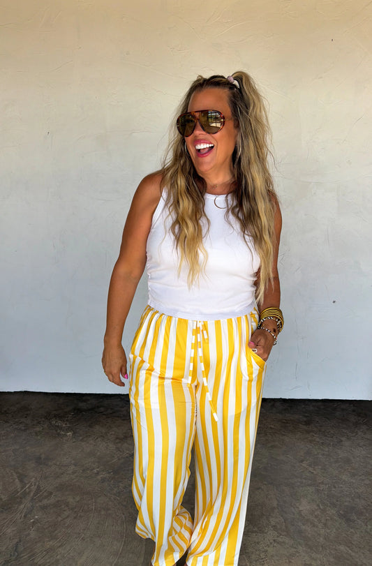 Gameday Haddie Pants Yellow Stripe