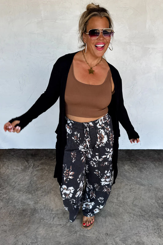 Black Haddie Floral Wide Leg Pants [[PRE-ORDER]]