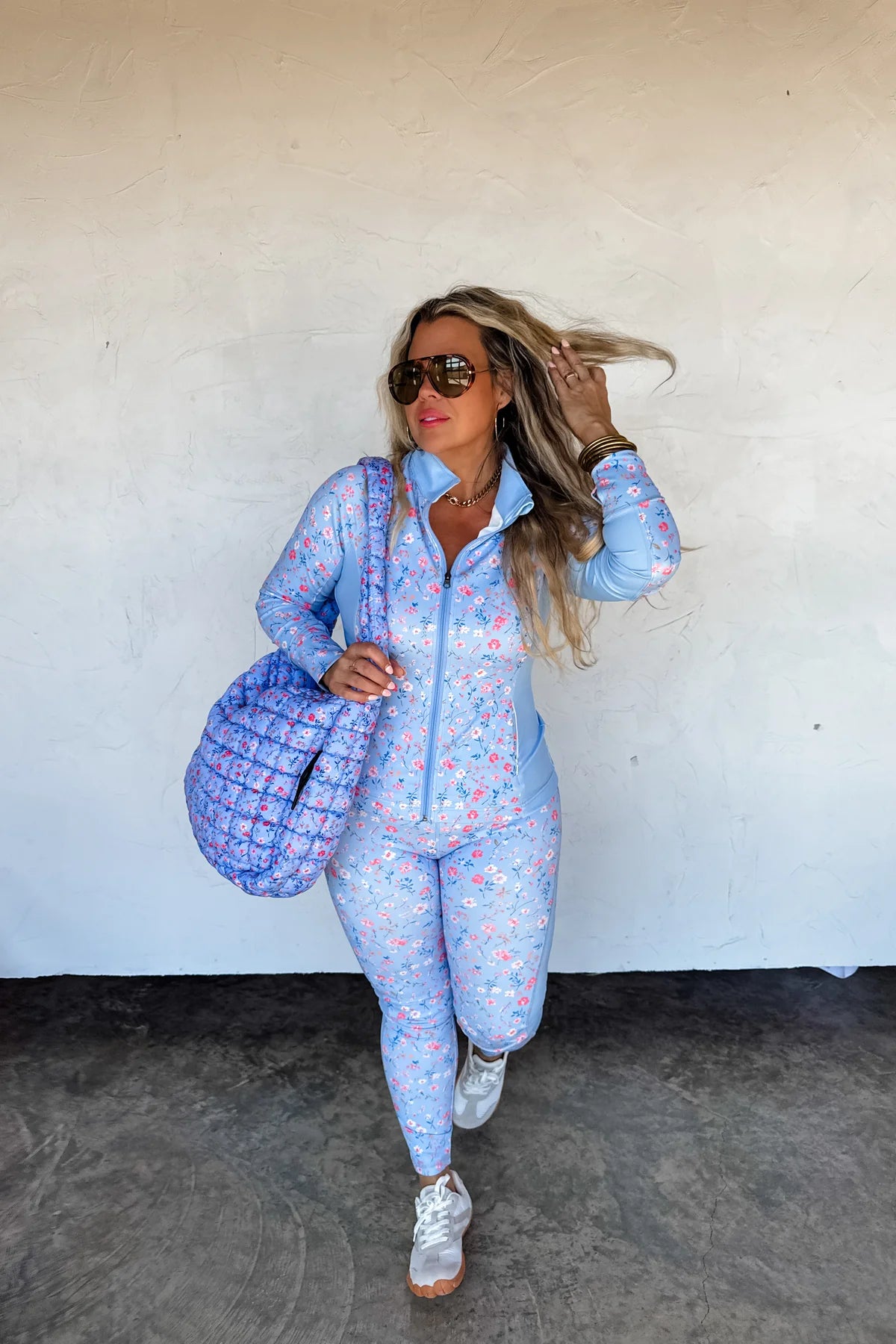 Blue Floral Puffer Bag [[PRE-ORDER]]
