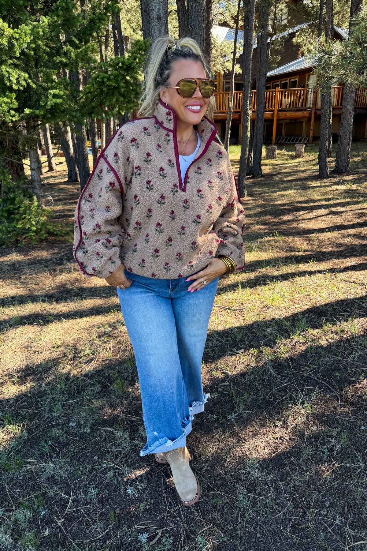AFTER SUNSET QUARTER ZIP PULLOVER [FLORAL]
