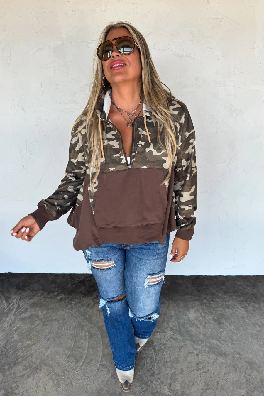 The Hunter 1/2 Zip Hoodie Pullover in Green Camo [[PRE-ORDER: ETA end of December]]