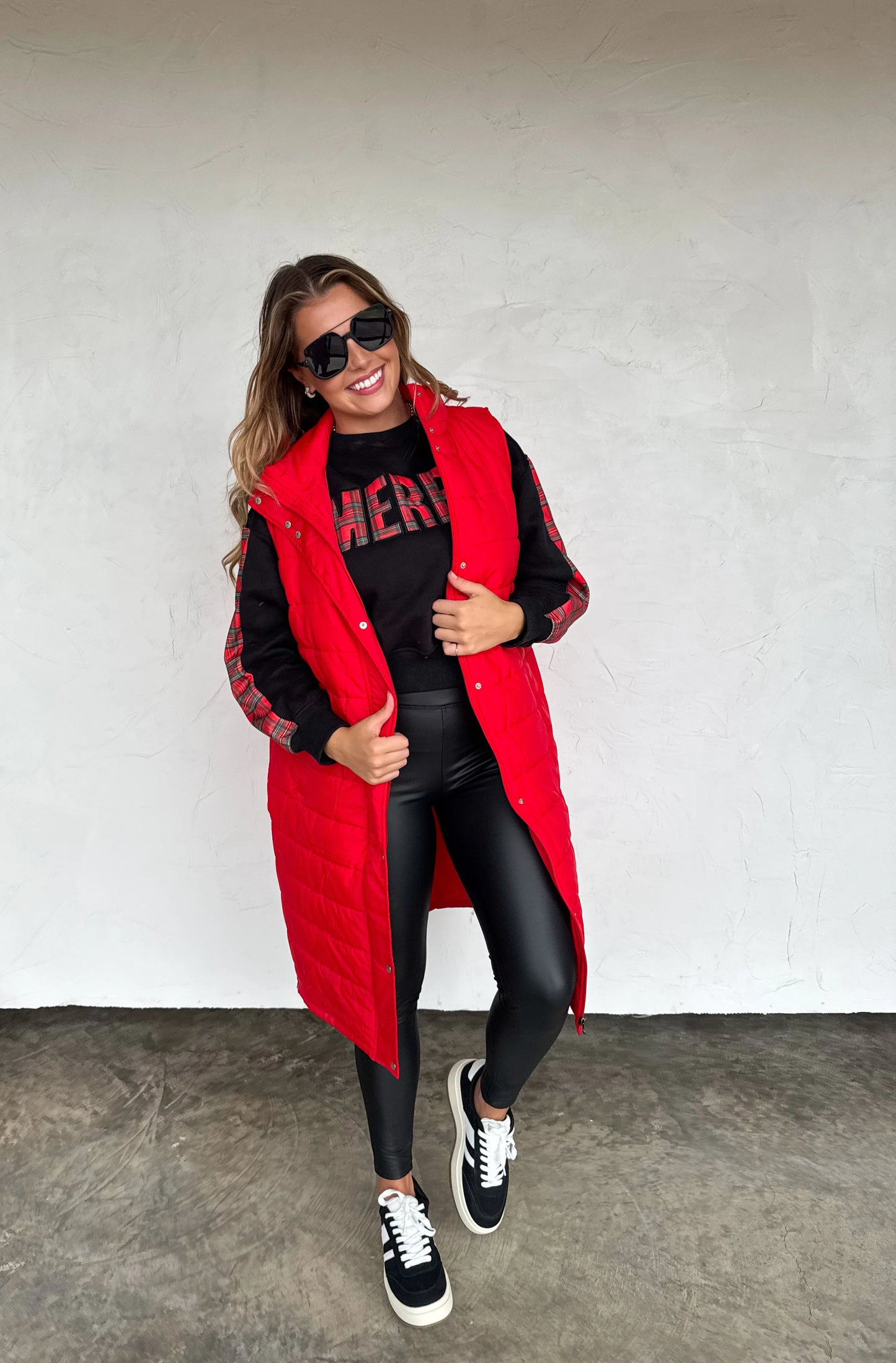Kendall Long Puffer Vest in Red [[PRE-ORDER]]