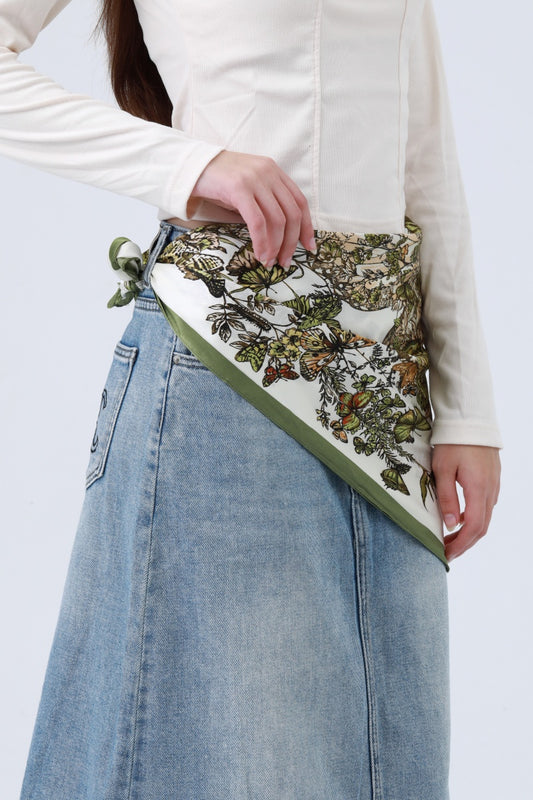 Floral Butterfly Silk Bandana