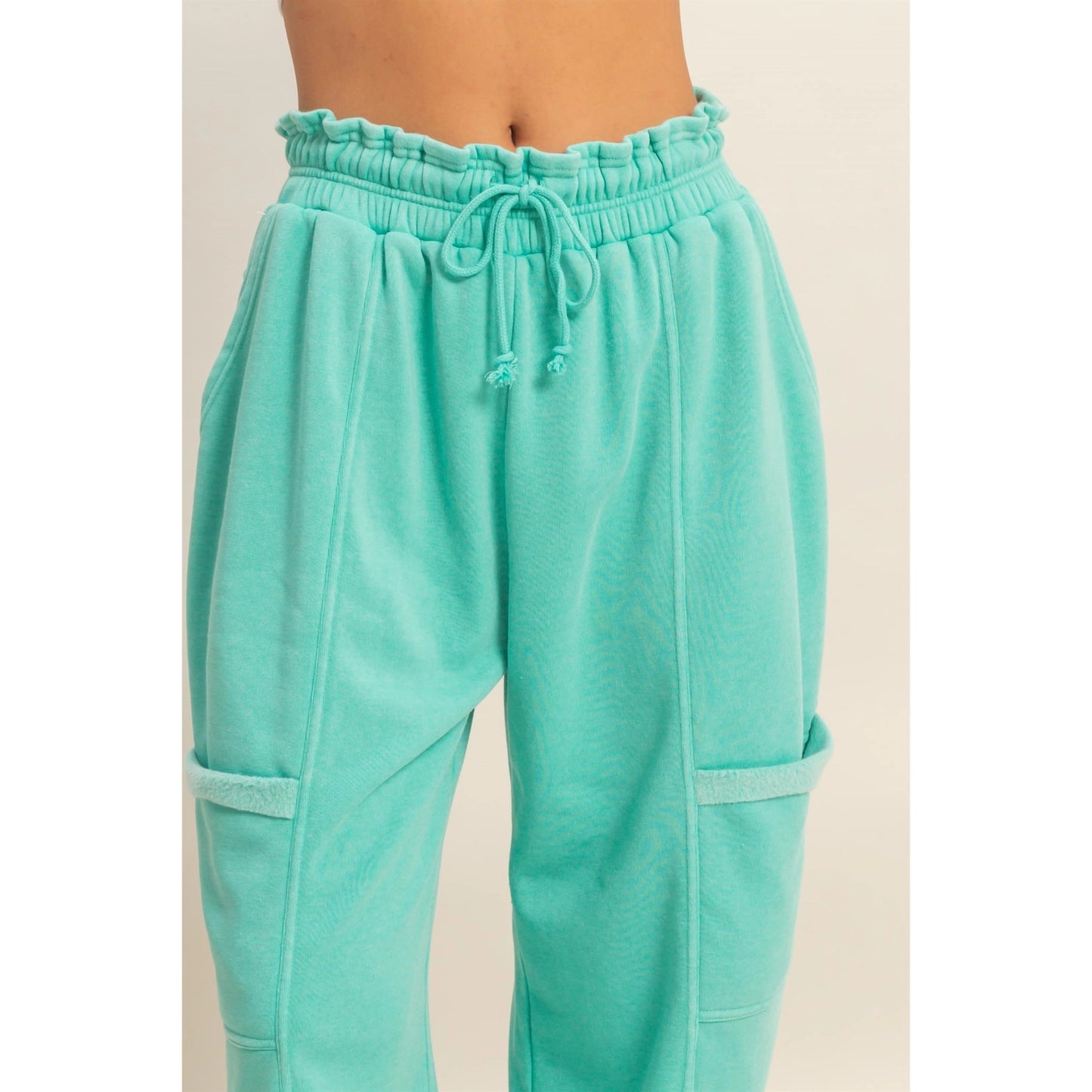 Ruffle Waist Burnout Jogger Pants