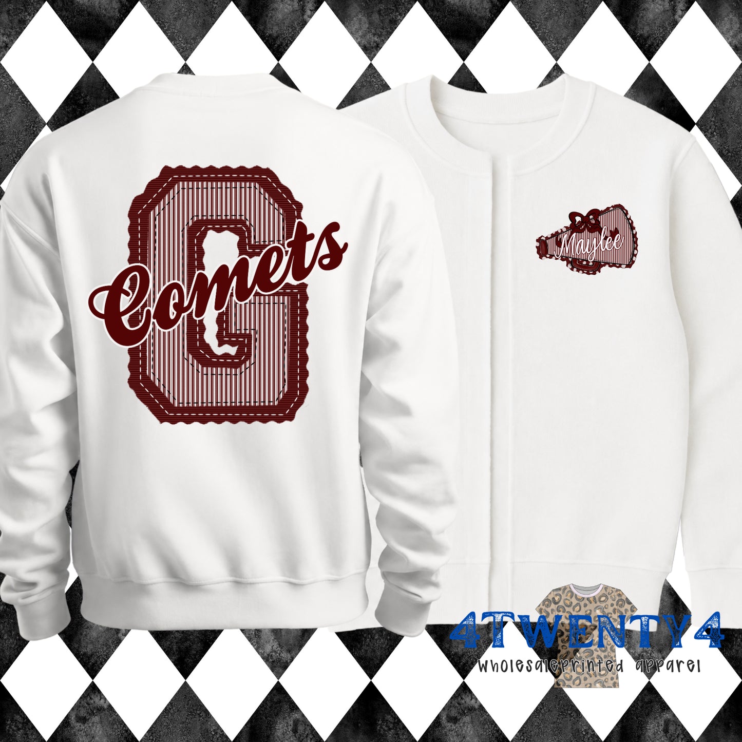 Custom Split Cheer Crewneck Cardigan