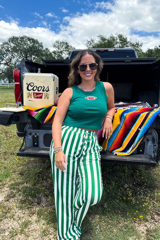 Gameday Haddie Pants Green Stripe