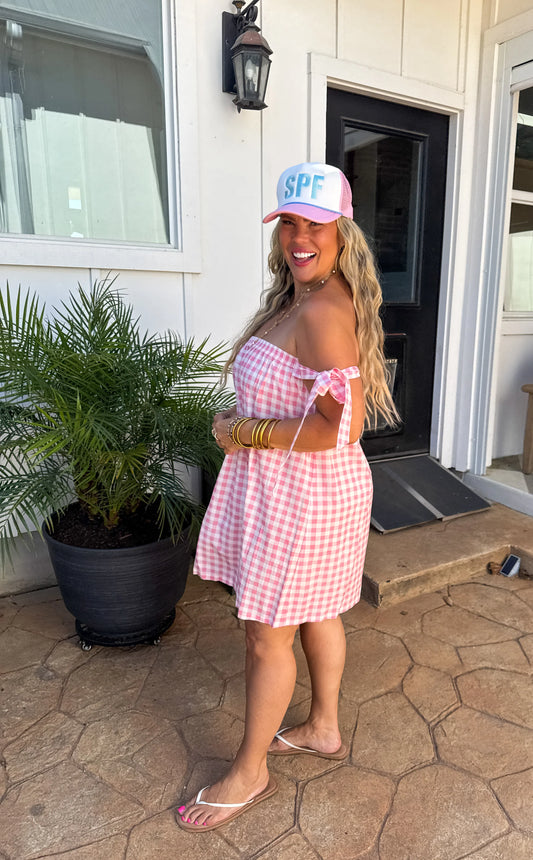 Boardwalk Babe Dress Pink Gingham [[PRE-ORDER]]