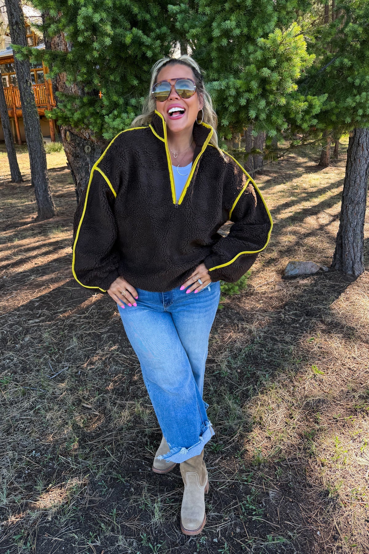 AFTER SUNSET QUARTER ZIP PULLOVER [BROWN]