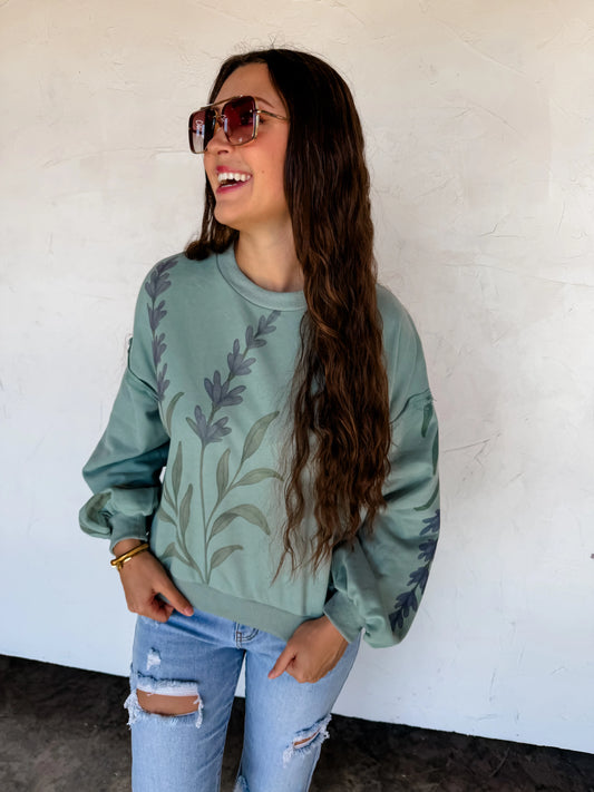 Teal Floral Pullover [[PRE-ORDER]]