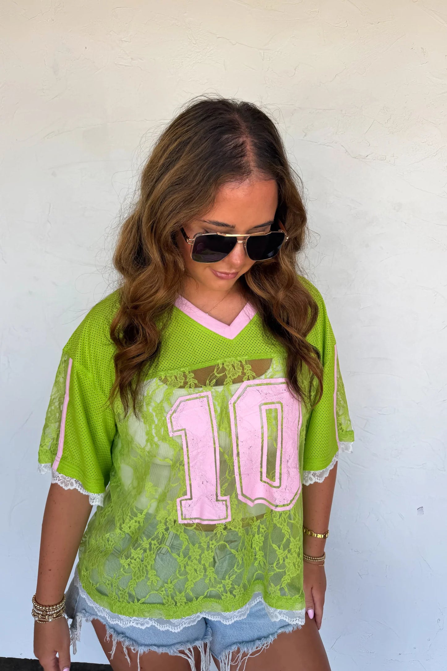 Bleacher Babe Lace Jersey Green/Pink
