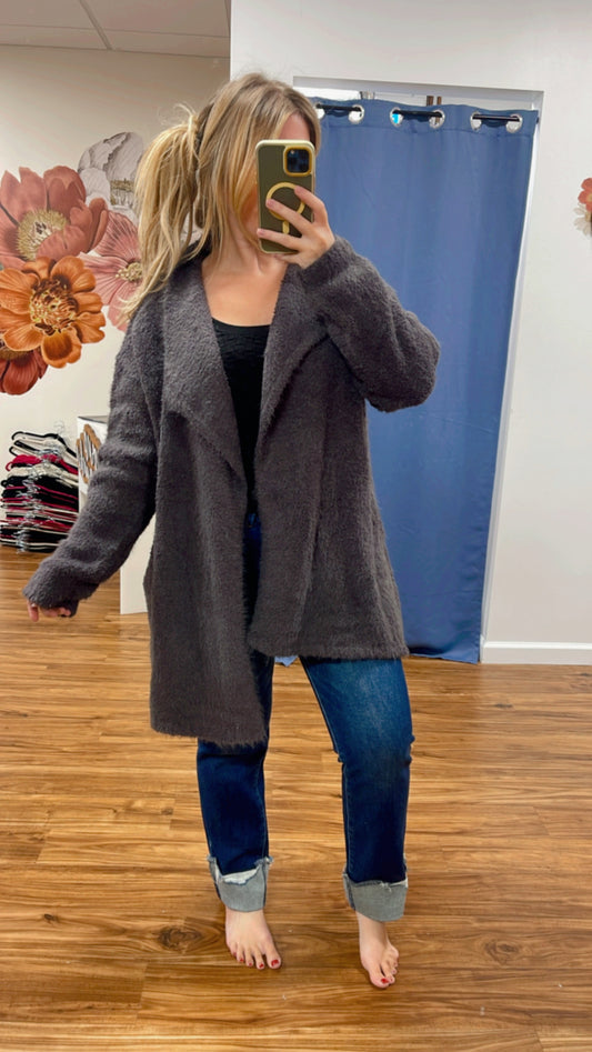 Soft Fuzzy Drape Cardigan