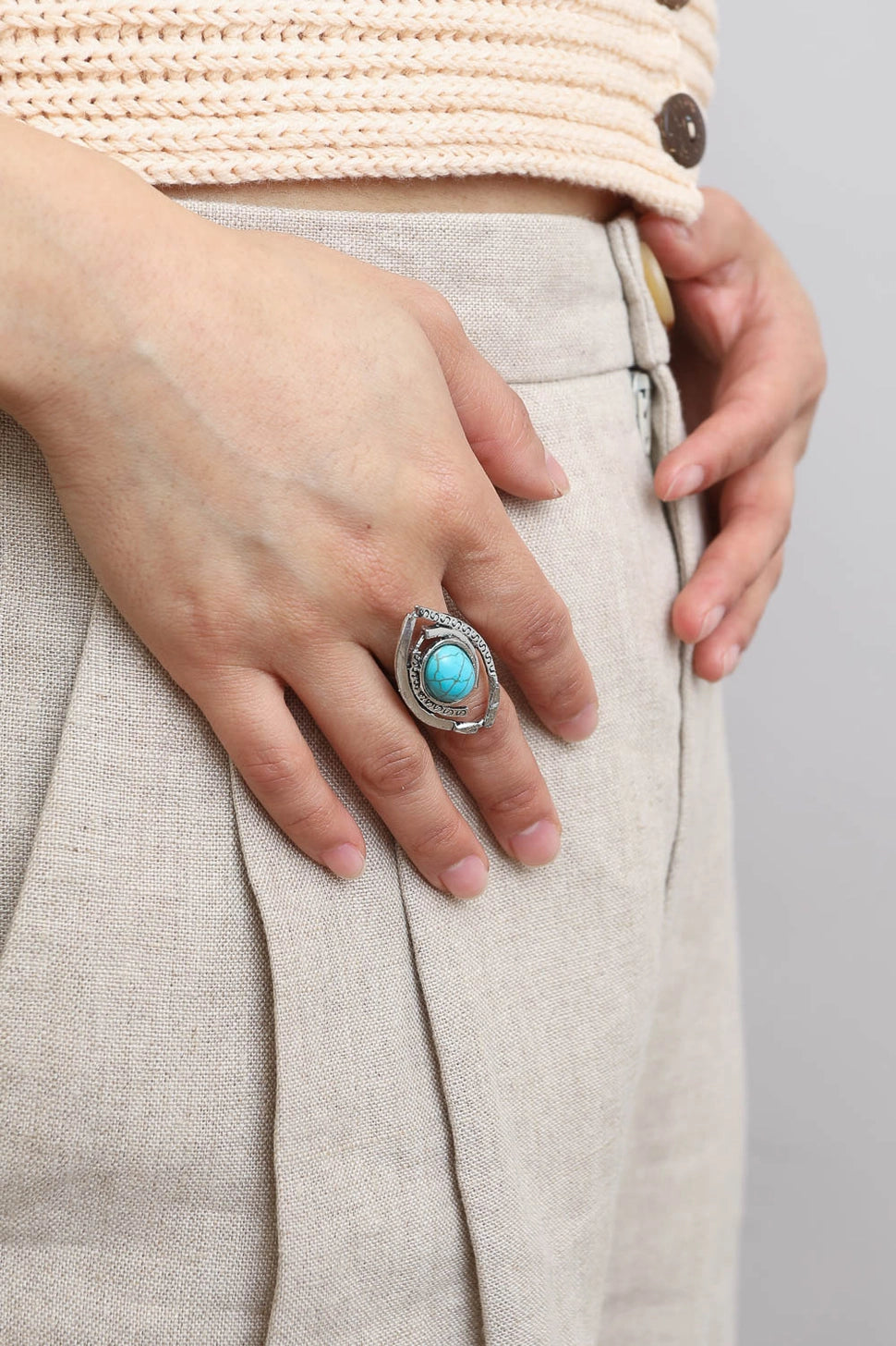 Western Adjustable Turquoise Ring