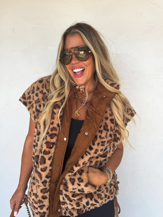 Cheetah Linden Sherpa Vest [[PRE-ORDER]]