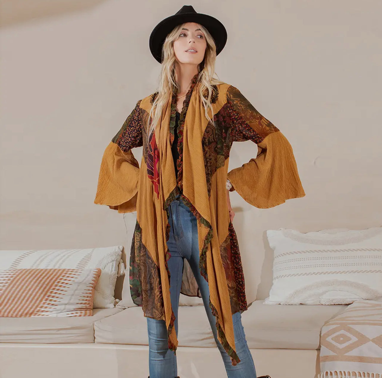 Boho Patched Shrug