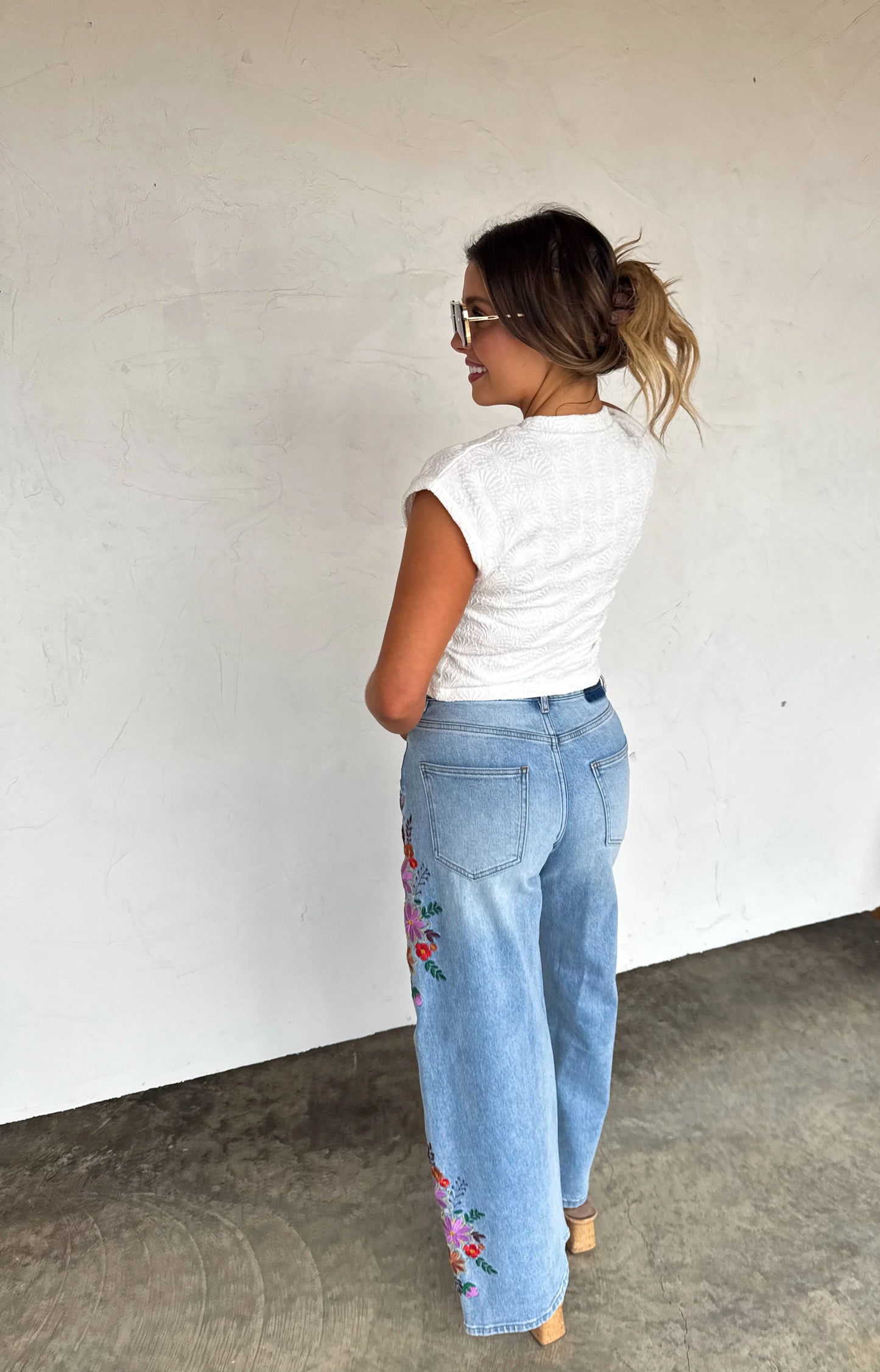 2ND CUT!! ETA APRIL 2026 // EVIE FLORAL EMBROIDERED JEANS