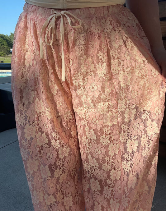Blush Floral Lace Balloon Pant