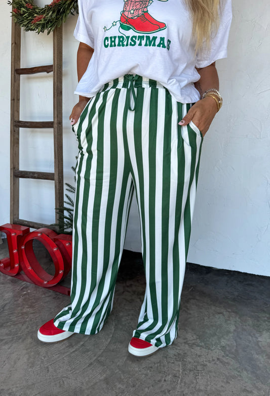 Christmas Vertical Vibes Striped Pants in Green [[PRE-ORDER]]