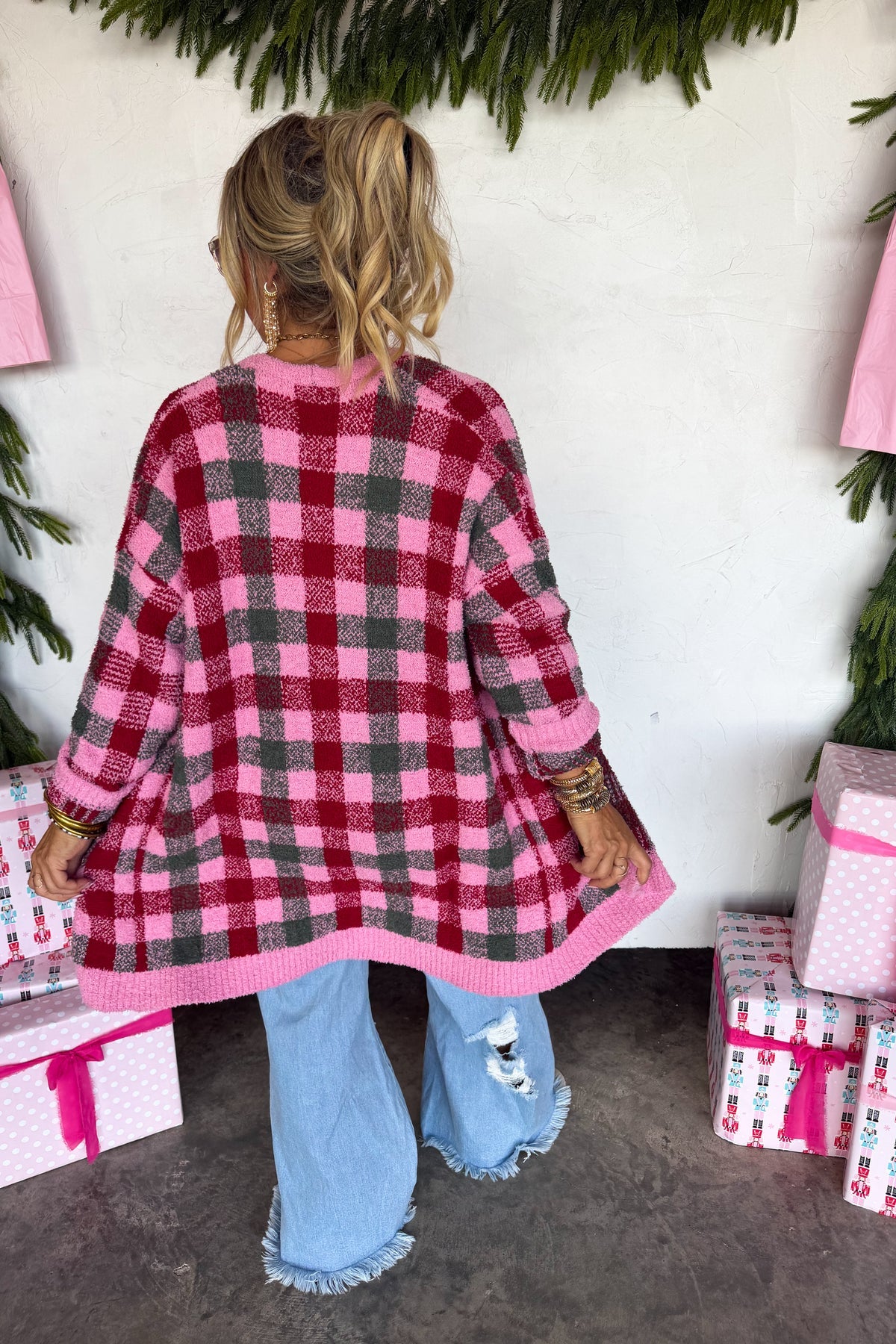 Plaid Christmas Cloud Cardigan