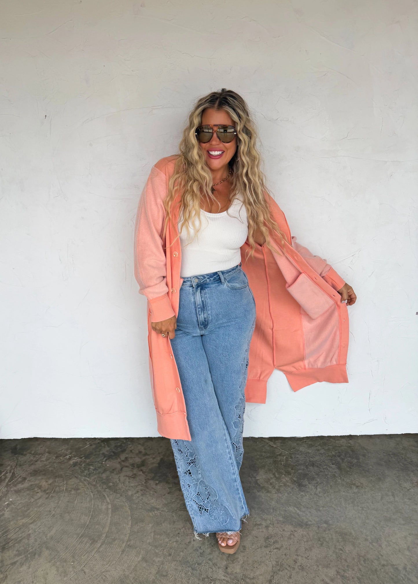 Sweatshirt Cardigan Peach