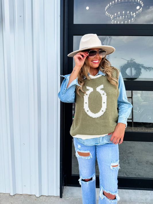 High Class Country Sweater Vest in Olive [[PRE-ORDER]]