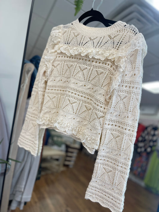 The West Ruffle Lace Crochet Top