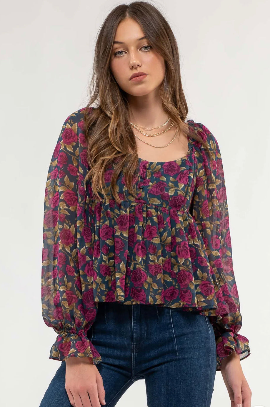 Floral Babydoll Blouse