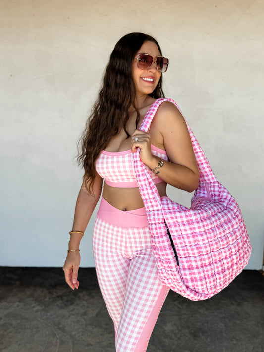 Pink Gingham Puffer Bag [[PRE-ORDER]]