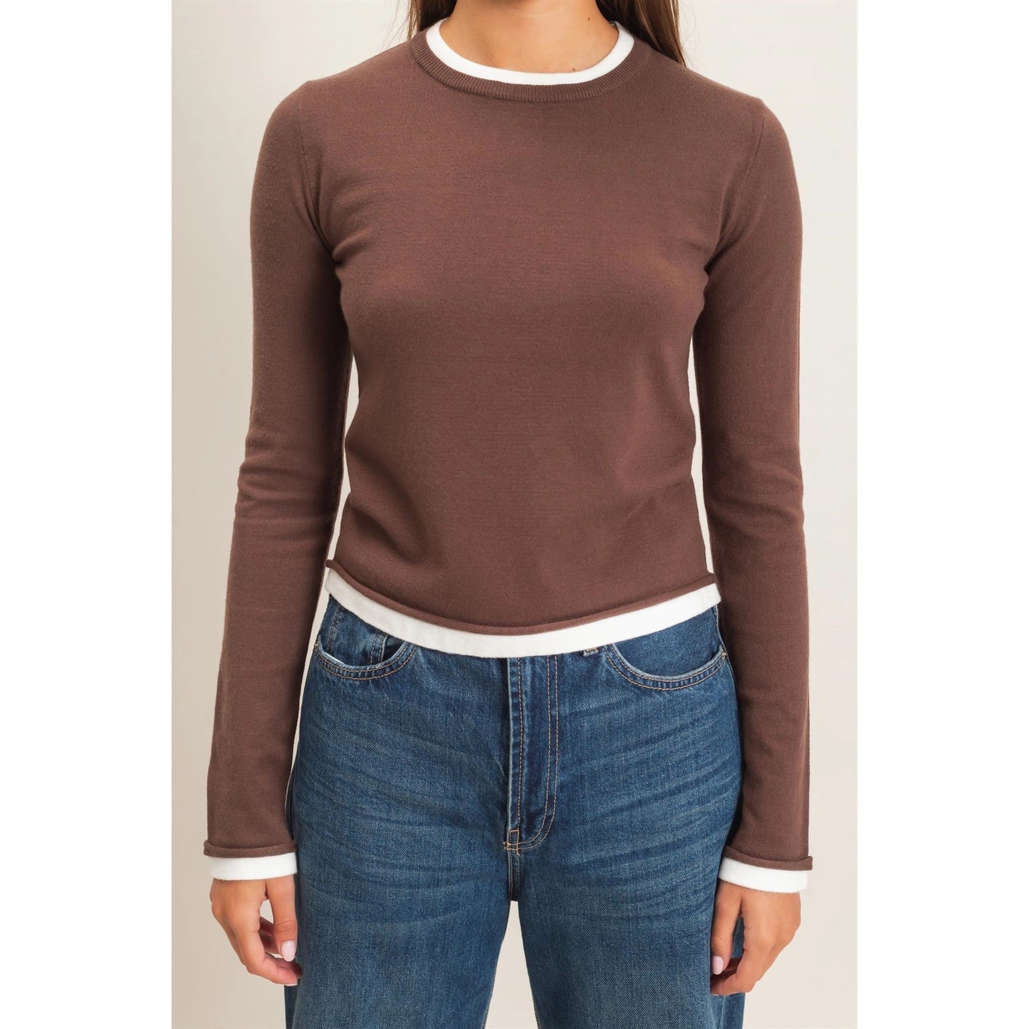 Brown Layered Long Sleeve