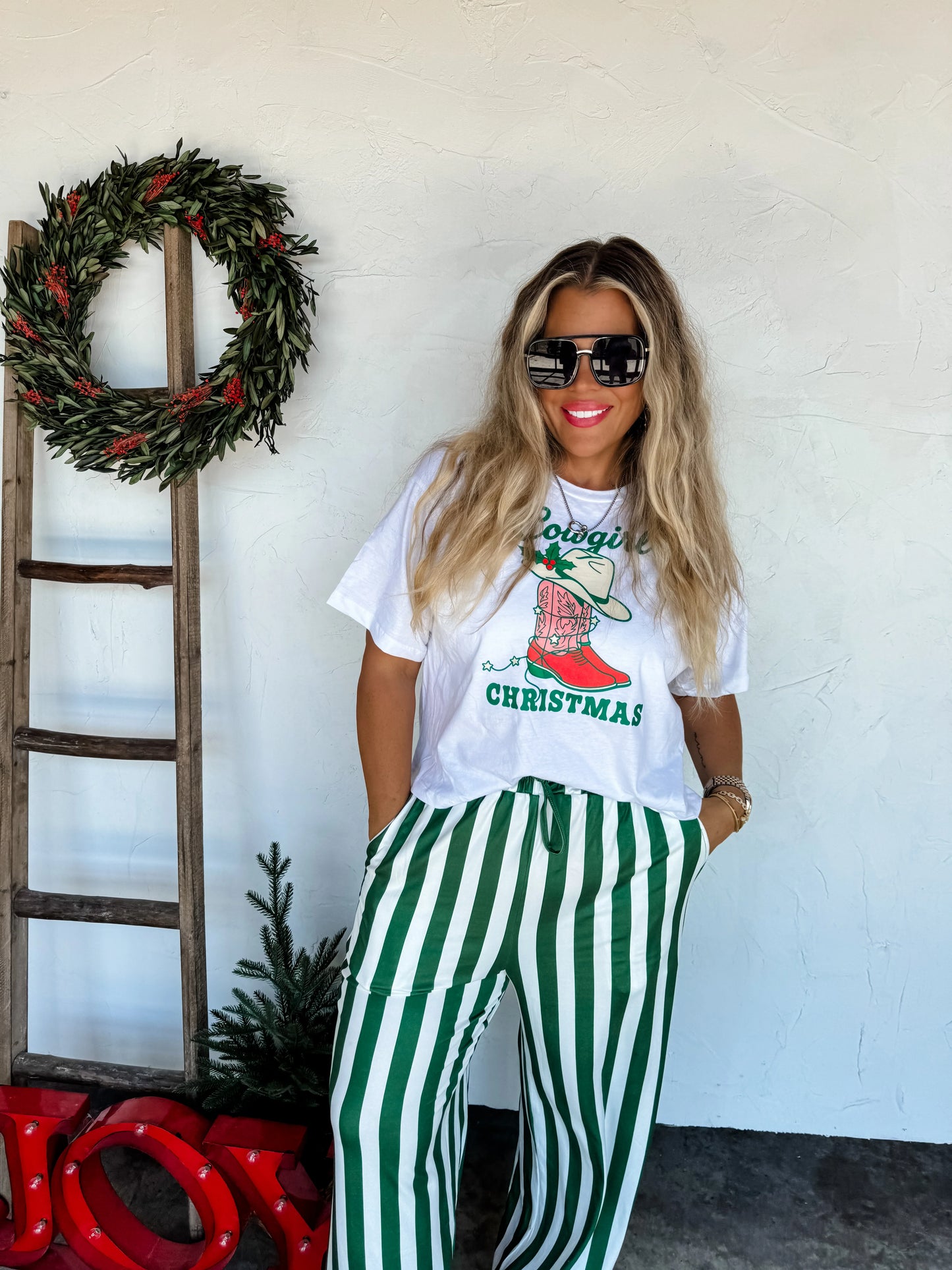 Christmas Vertical Vibes Striped Pants in Green [[PRE-ORDER]]