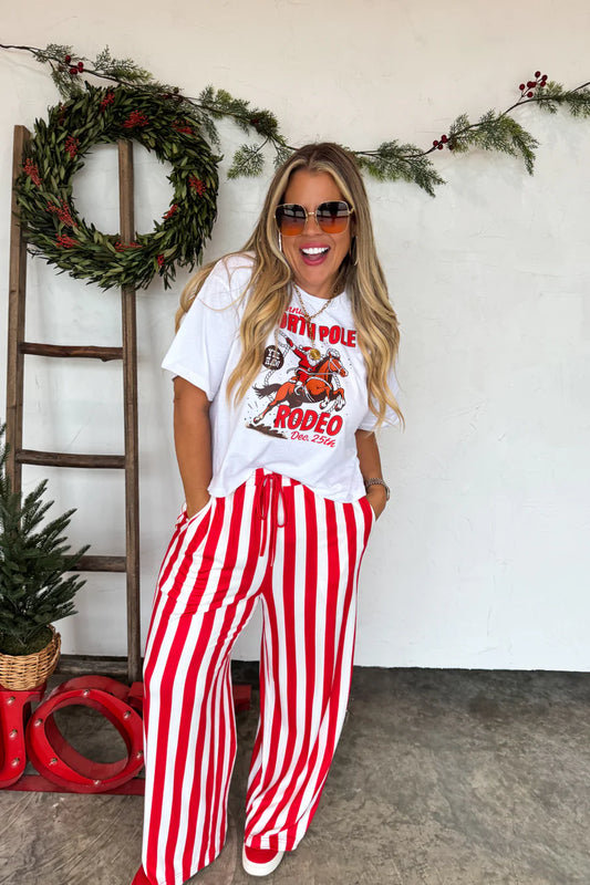 Christmas Vertical Vibes Striped Pants in Red [[PRE-ORDER]]
