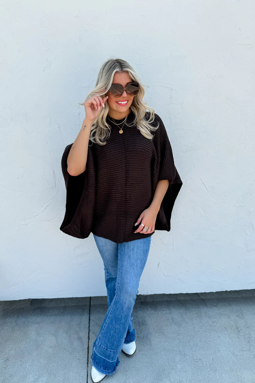 Brown Pullover Poncho