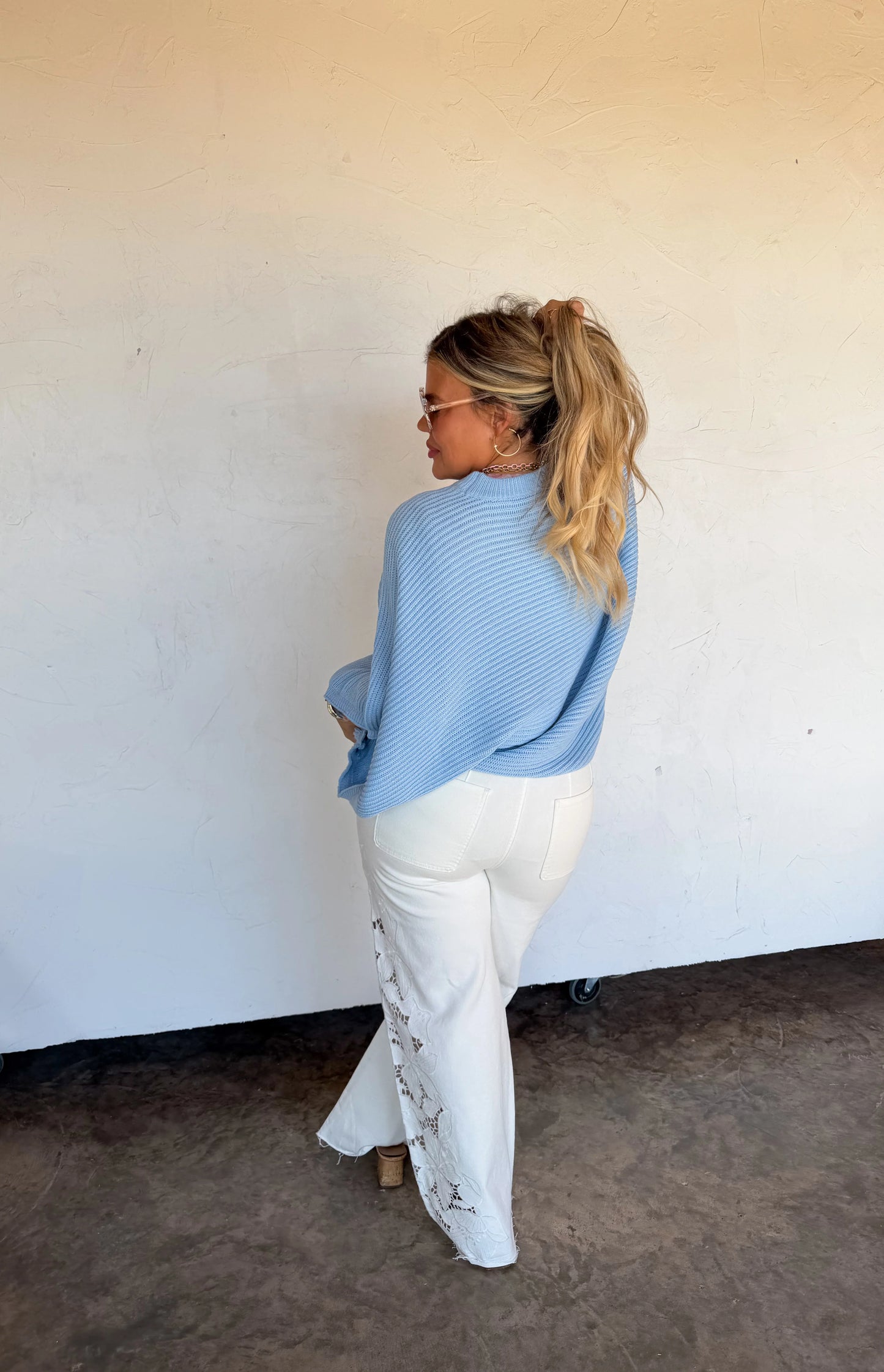 Spring Blue Meg Pullover Poncho