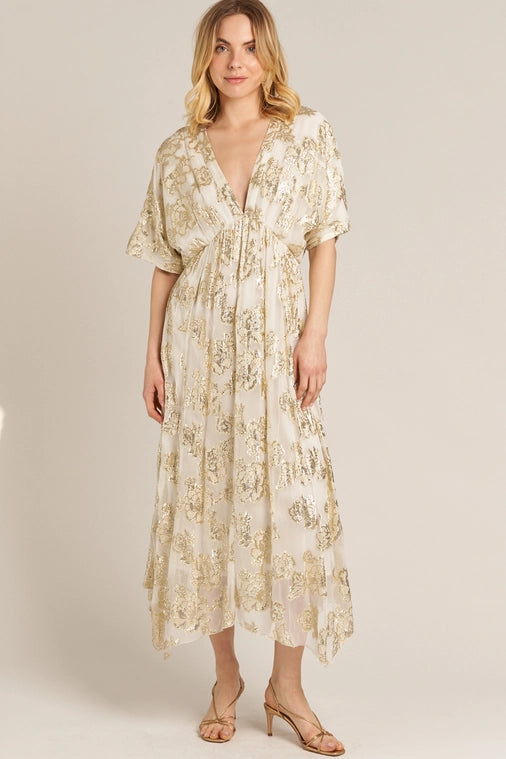 Gold Kimono Maxi Dress