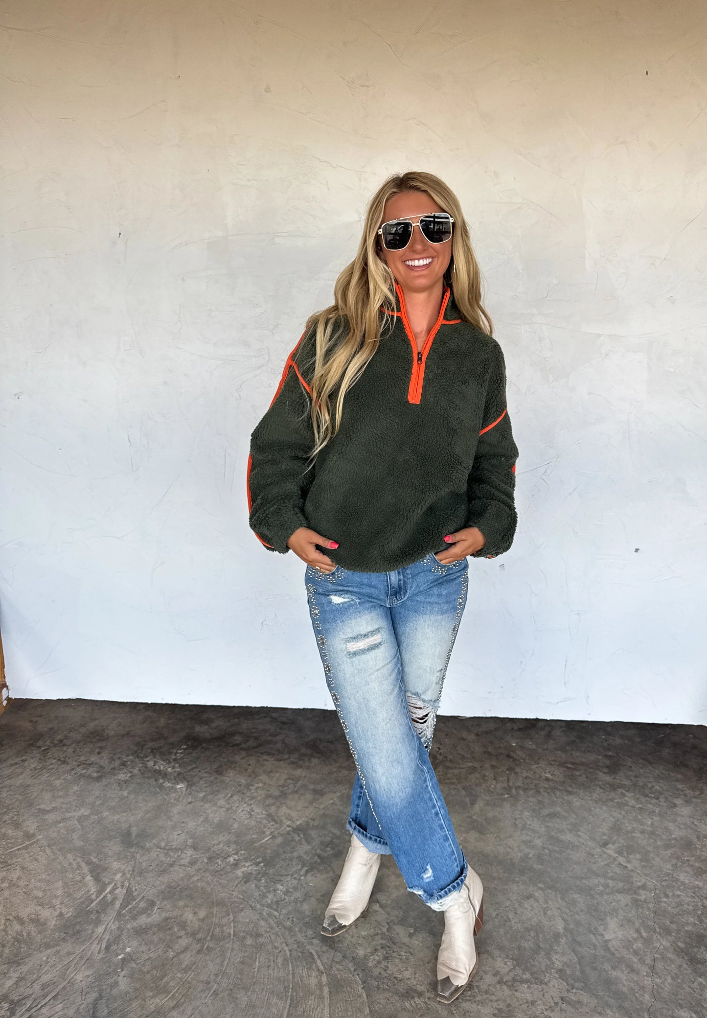 AFTER SUNSET QUARTER ZIP PULLOVER [GREEN]