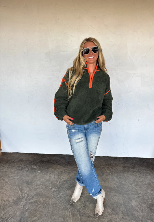 AFTER SUNSET QUARTER ZIP PULLOVER [GREEN]