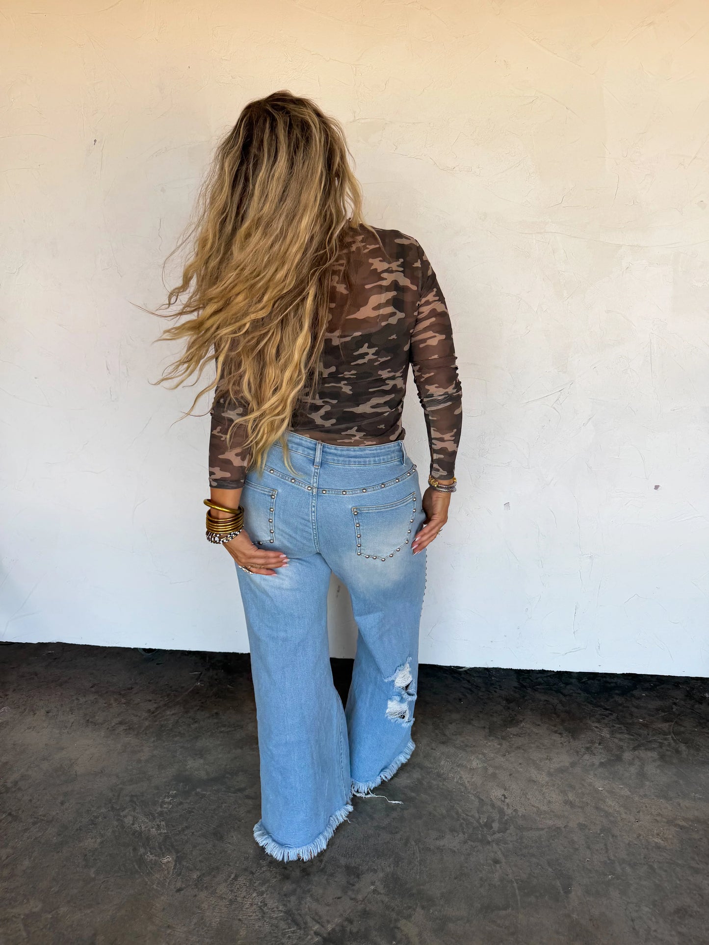 off the grid studded jeans denim distressed