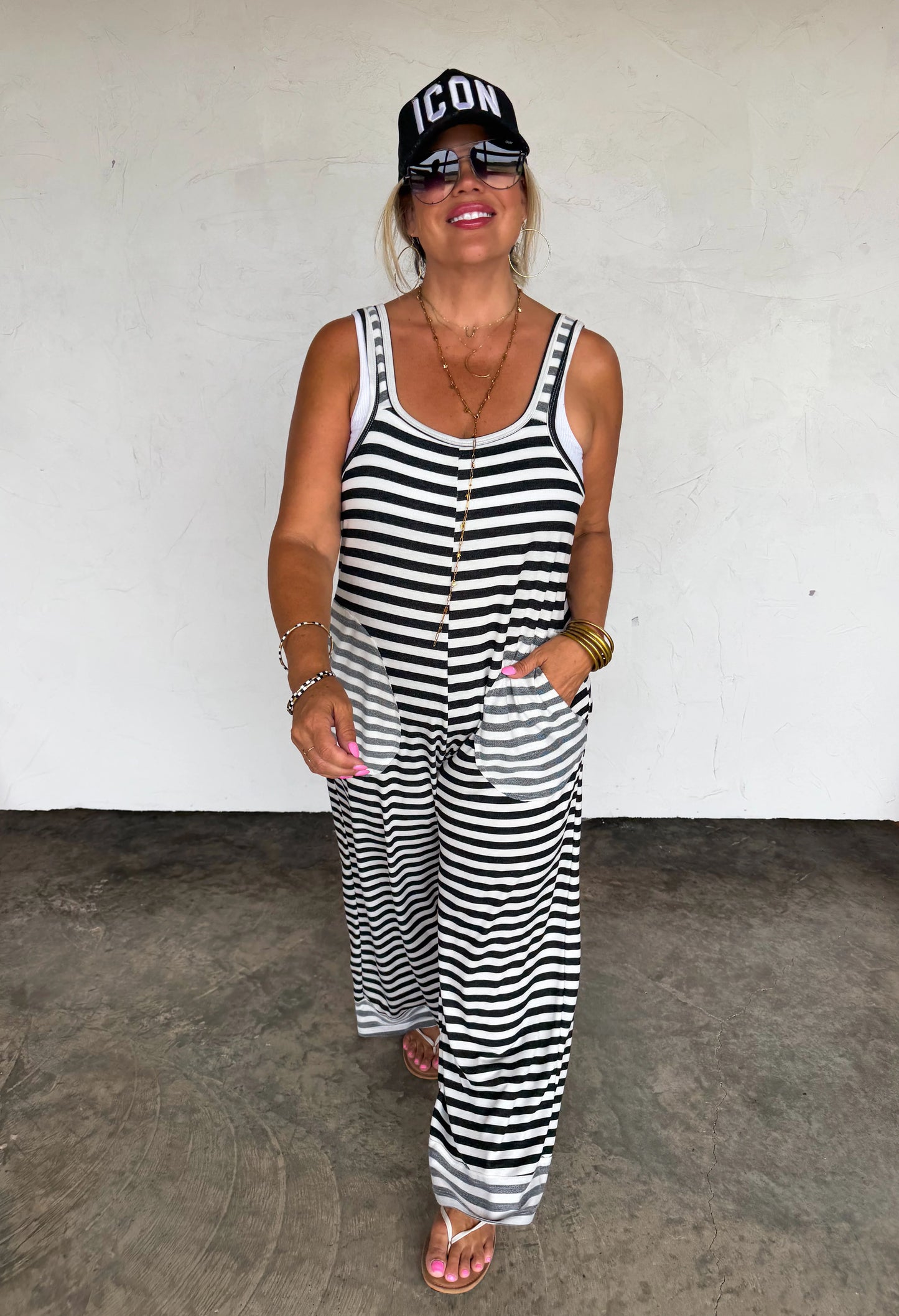 Black Ricki Stripe Terry Romper ETA end of July