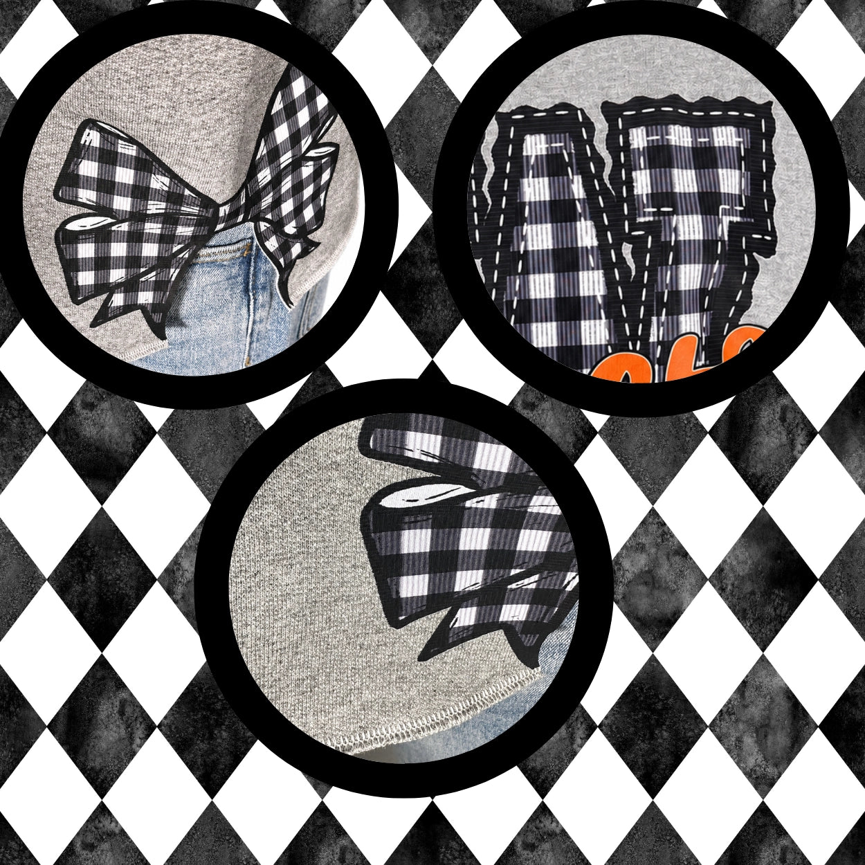 Custom Gingham Letterman Side-Bow Sweatshirt