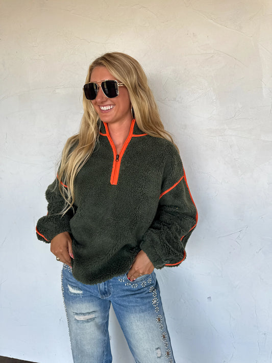 AFTER SUNSET QUARTER ZIP PULLOVER [GREEN]