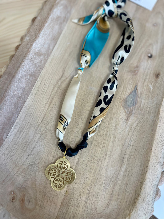 Multi Print Trendy Scarf Necklace