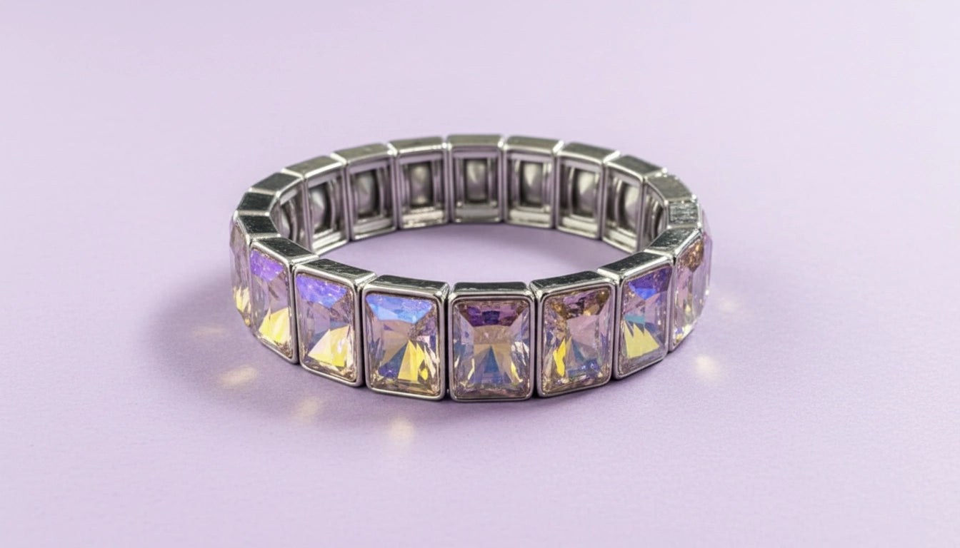 Estelle Silver Rectangle Stone Bracelet