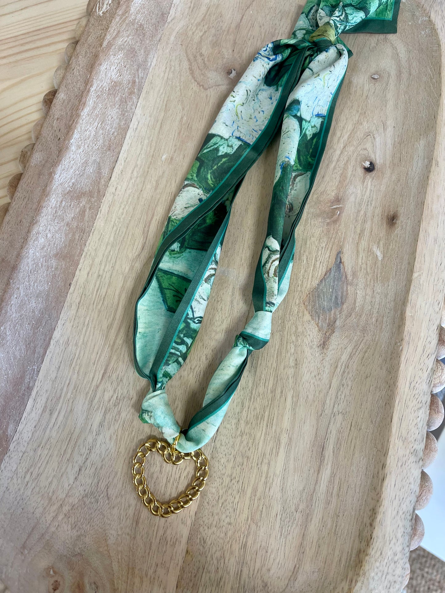 Sage Watercolor Trendy Scarf Necklace