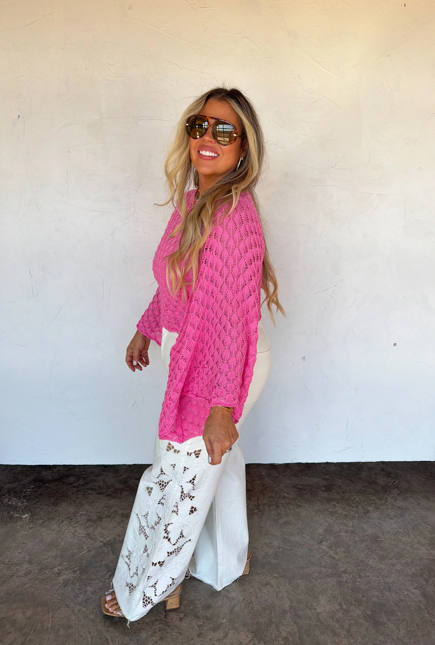 WHITE FLORAL CHARM WIDE LEG JEAN [[PRE-ORDER]]