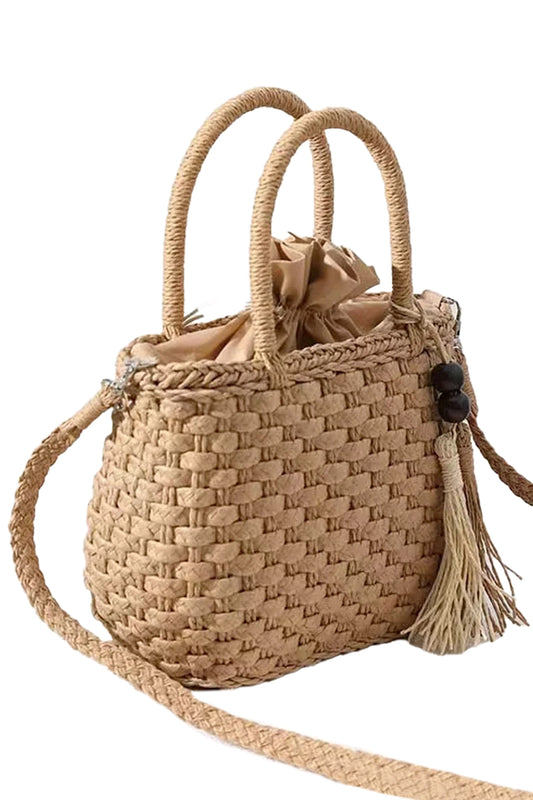 Braided Basket Weave Rattan Bag
