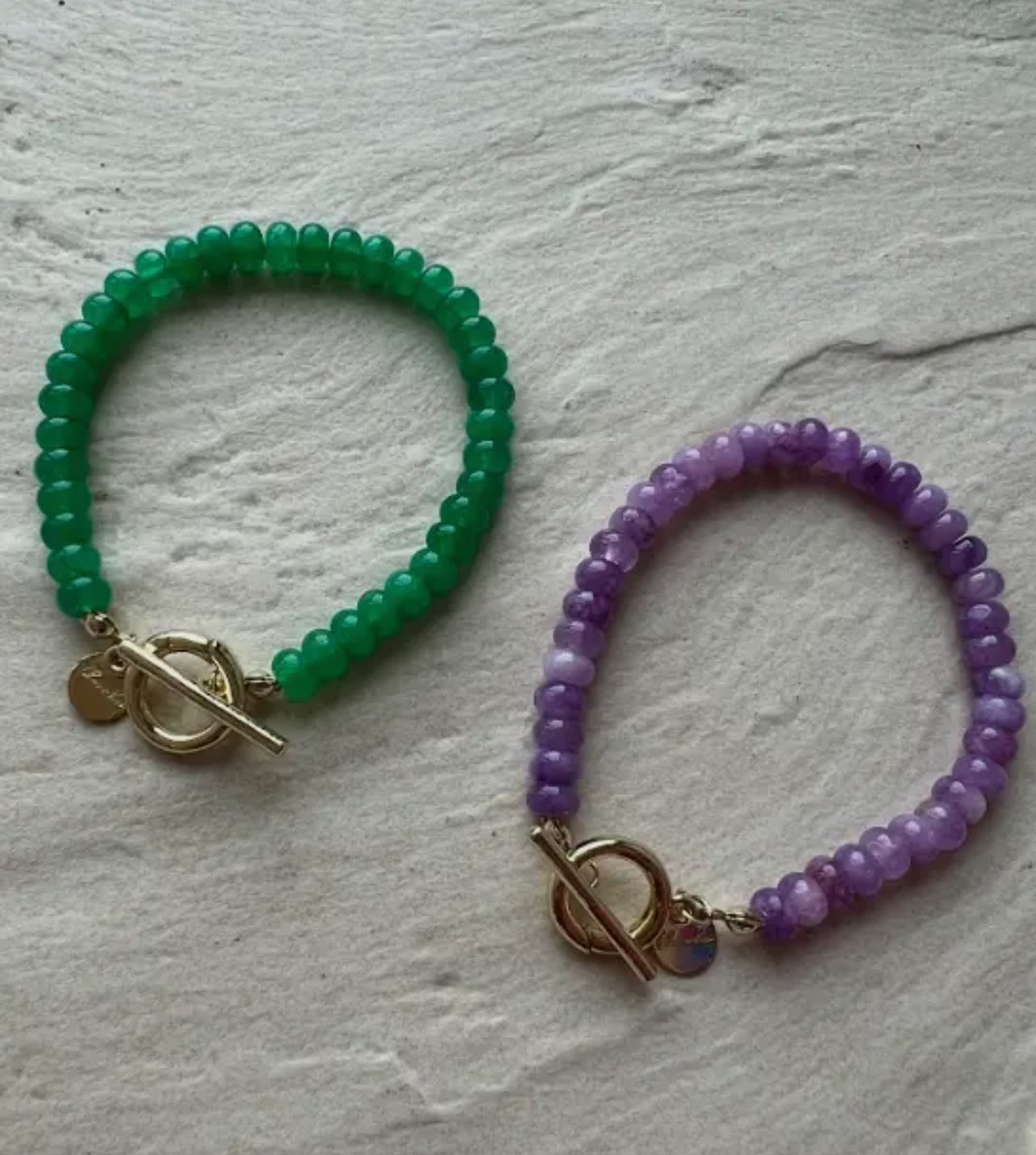 Natural Stone Bracelet with Toggle Clasp • Green