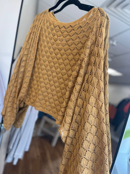 Free Spirit Mustard Bell Sleeve Top