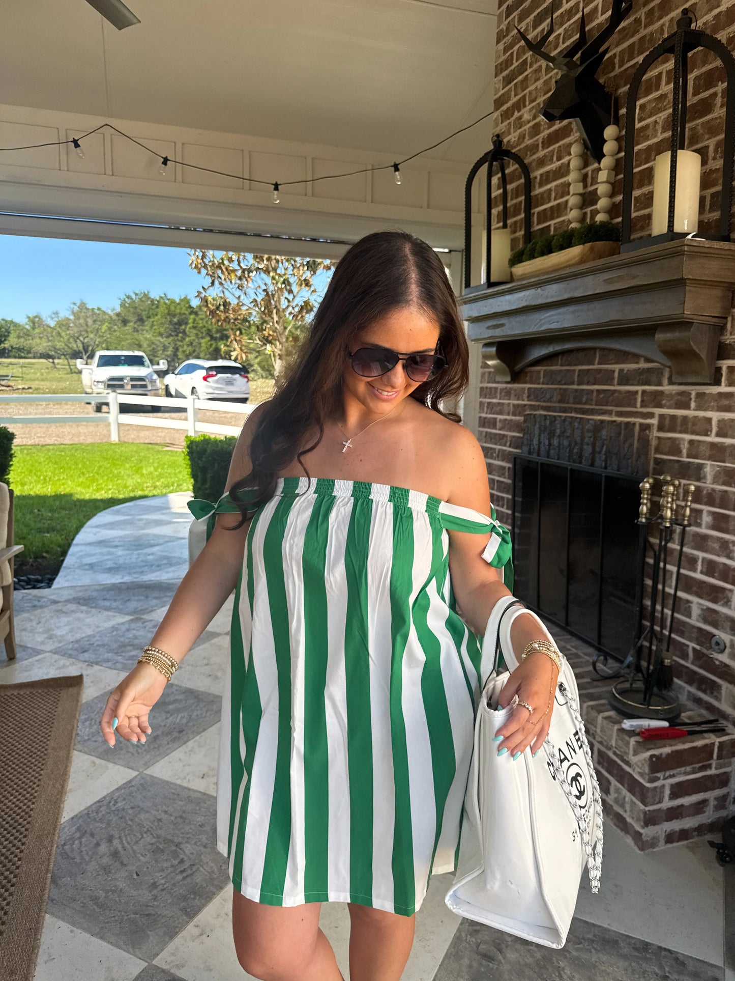 Boardwalk Babe Dress Green Stripe [[PRE-ORDER]]