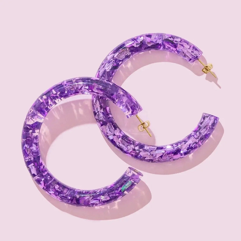 Purple Confetti Hoops