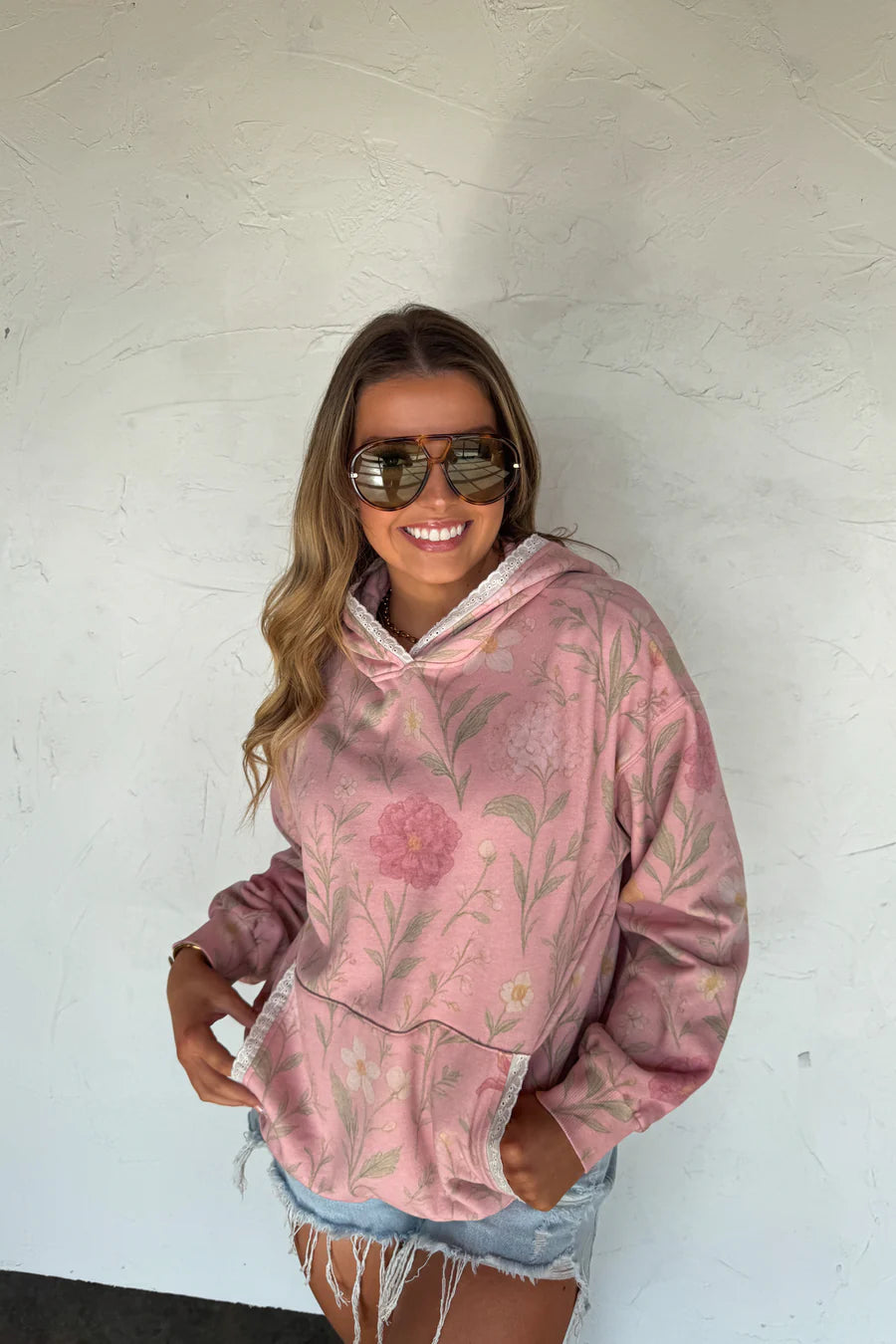Pink Floral Lila Lace Hoodie Pullover [[PRE-ORDER]]