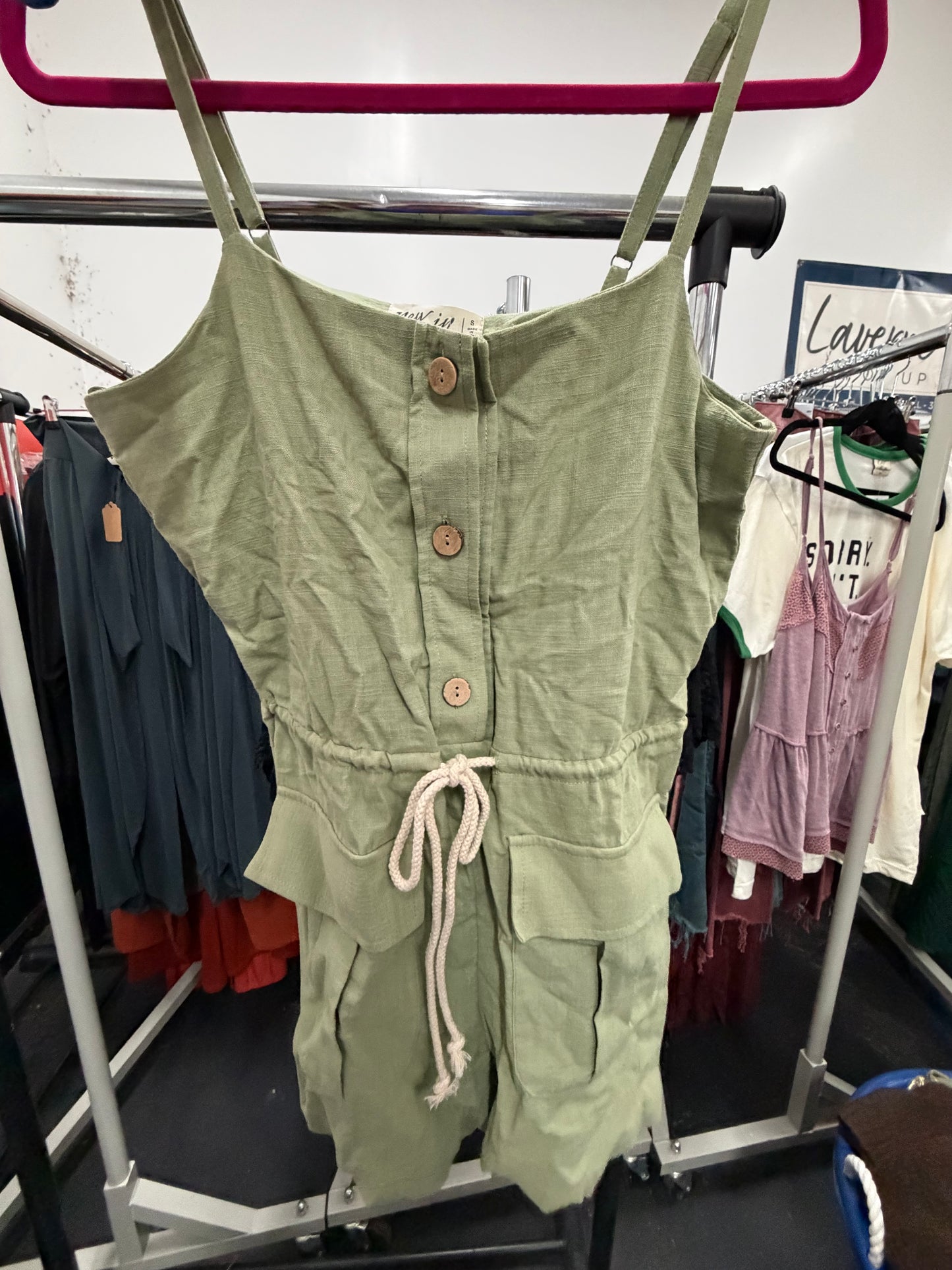 Sage Button Down Romper - S